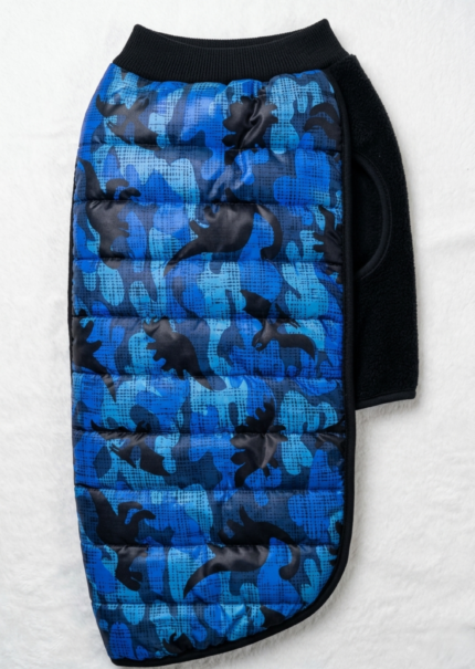 Puffer Camuflado Dinosaurios Azul