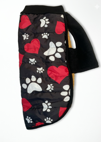 Puffer Negro Corazones y Huellas
