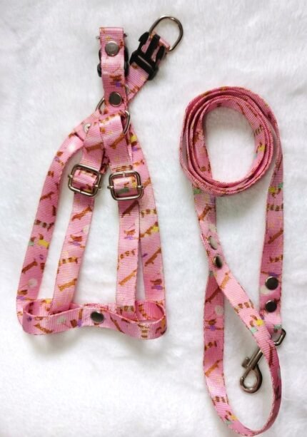 conjunto pretal + correa salchis rosa